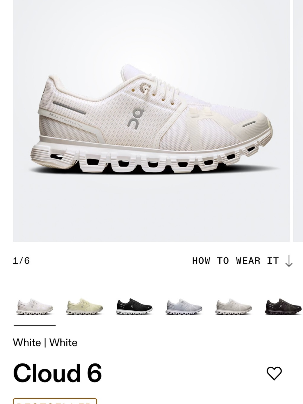 On Running Cloud 6  Running Shoe — White